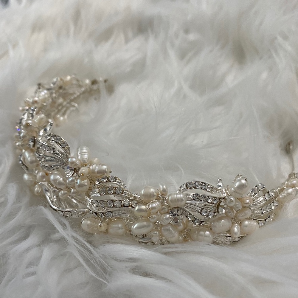 Bridal - rhinestone & freshwater pearl headpiece